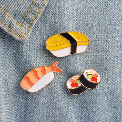 3-5 Pieces/set Sushi Coffee Fruit French fries Hamburger Egg Pizza Beer Enamel Pins Food Pin Badges Brooches Set Cartoon Jewelry