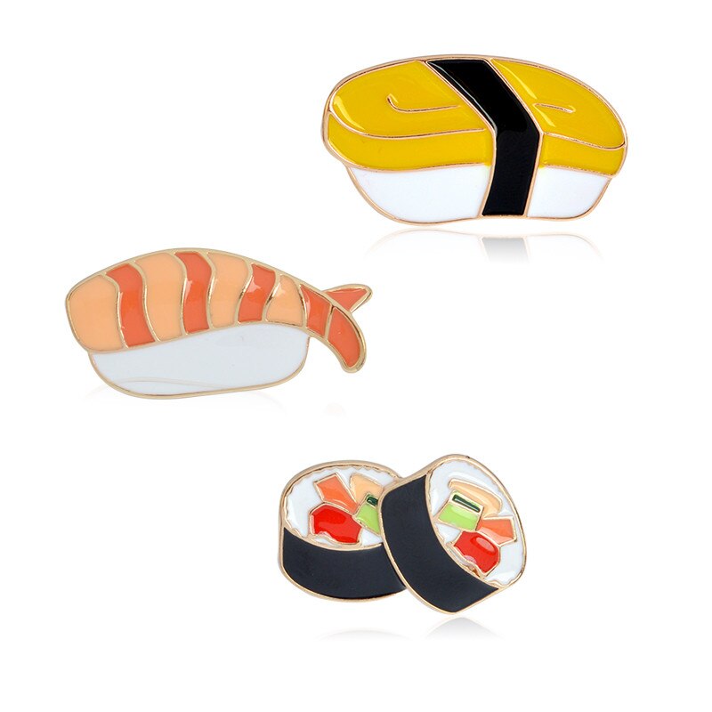 3-5 Pieces/set Sushi Coffee Fruit French fries Hamburger Egg Pizza Beer Enamel Pins Food Pin Badges Brooches Set Cartoon Jewelry