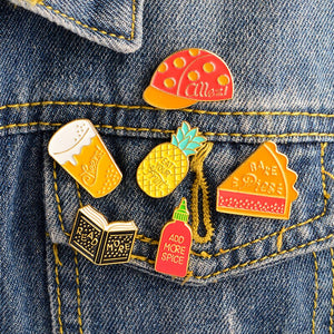 3-5 Pieces/set Sushi Coffee Fruit French fries Hamburger Egg Pizza Beer Enamel Pins Food Pin Badges Brooches Set Cartoon Jewelry