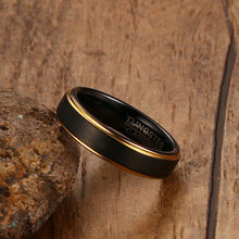Vnox Black Tungsten Rings for Men 5MM Thin Gold-color Wedding Rings for Male Jewelry