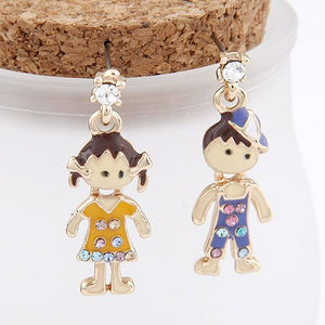 new Korean Gold Color Enamel Poker Stud Earrings For Women clock earrings 2018 brincos wholesale