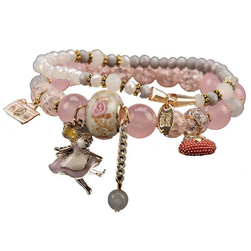 Korean small fresh wild dancing girl pendant multi-element crystal beaded bracelet on hand jewelry female bracelet for women