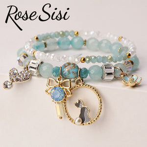 Rose sisi Korean style crystal flower shell bracelet femme браслеты на руку simple fresh student pendant bijoux femme present