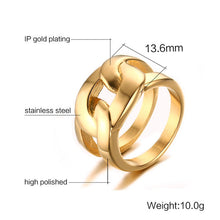 ZORCVENS 2023 New Gold Color Large Wedding Engagement Ring Stainless Steel Club Party Rings For Women Jewelry