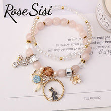 Rose sisi Korean style браслеты на руку женкие rabbit crystal bracelet women's bow pendant friends friendship bracelets
