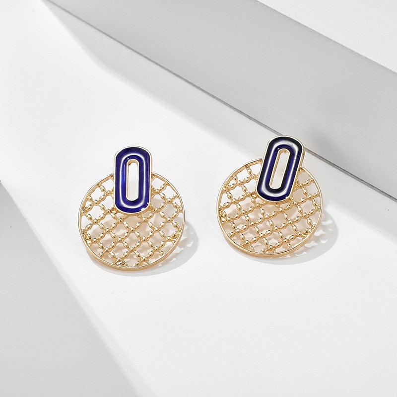 Women Fashion Oil Drop Round Korean Dangle Earrings Pendientes Mujer Moda 2022 Alloy Statement Gold Earrings for Women Jewellery