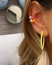 fluorescence hoop earring for women pink yellow orange white enamel long spike huggie hoop earring gold color