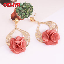 Oewyr 2019 new women earring korean fashion jewelry Cute flower drop dangle pink earrings bohemian statement jewellery ZS1032