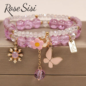 Rose sisi new style crystal bracelet female Korean style student Crystal transfer bracelet for women friend friendship jewelry