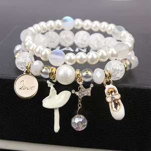 Rose sisi Korean pop Fresh flower wrist bracelets for women Simple and fresh student crystal bead bracelet Gift woman jewelry