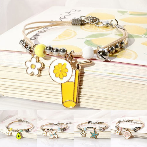 Adjustable Bracelet Female Cartoon Knitting Ceramic Bead Hand Knitted Bracelet Kids Student Gift NYZ Shop