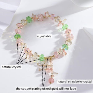 2022 natural crystal bracelet female natural strawberry powder crystal sea blue hair crystal opals fishtail bells of the new