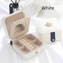 WE New Large Two Layer Jewelry Organizer Box with 56 Stud Jacks Smooth Leather Jewelry Storage Case Display Holder with Lock