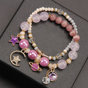 Korea Dongdaemun fashion starry sky female bracelet multi-element star moon crystal pendant beaded bracelet for women present