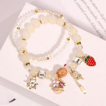 Rose sisi New product Korean style fresh natural stone bracelet female flower strawberry pendant bracelet for women jewelry