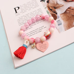 Rose sisi Korean Fashion Girl Heart Holiday Style Bracelet for women Whale Tail bead Bracelets Double Stretch Girl Pendant Retro