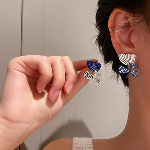 White Blue Painting Leaf Flower Earrings For Women 2022 New Chic Jewelry Personality pendientes
