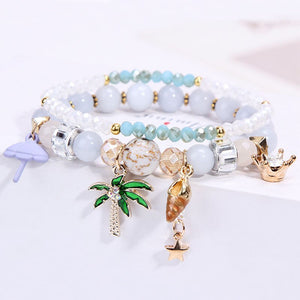 Korean fresh style coconut tree shell womens bracelet female multi-element crystal beaded bracelet for women sweet jewelry gifts