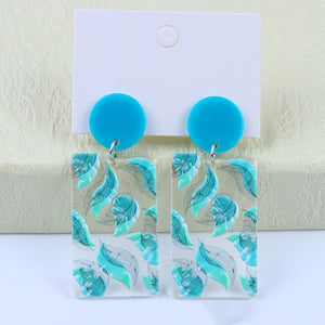 Donarsei Fashion Plant Printing Drop Earrings For Women Cute Cactus Flower Acrylic Dangle Earrings Gift