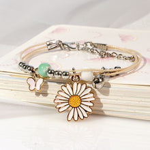 Cute Girls Friends Bracelet Alloy Beads Handmade Multilayers Bracelet Flower Pendant Bangle Jewelry