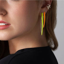 fluorescence hoop earring for women pink yellow orange white enamel long spike huggie hoop earring gold color