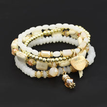 4pcs/set Boho Fashion Multi-layer Chains Ethnic Custom Crystal Acrylic Beads Bracelets & Bangles for Women Wedding Party Jewelry