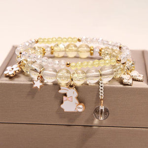 2021 new Korean handmade DIY ladies bracelet for women rabbit star and moon pendant rabbit hand flower pendant bracelet female