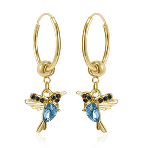 Exquisite Bird-shaped arete Fashion Crystal Pendant Earrings for Women Hummingbird Hoop Earrings Tassel Bird Wedding Jewelry
