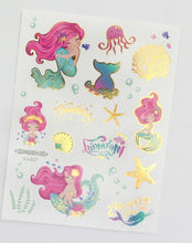 Mermaid Bronzing Cartoon Children&#39;s Metallic Gold Body Temporary Flash Tattoos For Kids Glitter Tattoo cute Stickers 160*120MM