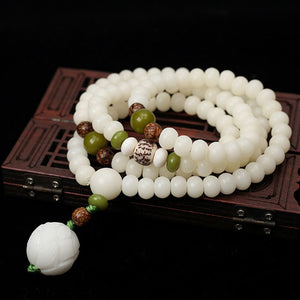 Chinese Style Bracelets Exquisite Flower Crystal Bangles Retro White Jade Beaded Bracelets Jewelry Gift For Women Girlfriends