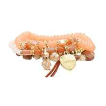 Trending Products New Fashion Bracelet Four Piece Natural Stone Beaded Bracelet Heart-shaped Alloy Popular Women's Bracelet