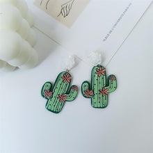 2022 Fashion Funny Cartoon Animal Pony Cactus Acrylic Earrings for Women Cute Design Sense Colorful Green Holiday Free Shipping