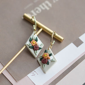 Handmade Crafts Molded Irregular Floral All Season Multi Colors Shapes Polymer Clay Pattern Earring Dangle Sets Women Jewelry