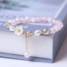 Fashion Flower Imitation Pearl Crystal Beads Bracelet For Women Elastic Adjustable Charm Bracelet Friendship Jewelry Accessories