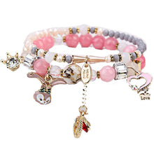Kawaii Girl Children Beads Bracelets for Girls Candy Color Cute Cartoon Rabbit Pendant Bracelets Adjustable Rope Gifts Jewelry