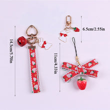 Lanyard Bow Tie Rabbit Keychain Newyear Gift Headset Pendant Strawberry Keyring Rabbit Metal Keychain Lovely Cute Car Bag Decor