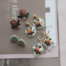 Handmade Crafts Molded Irregular Floral All Season Multi Colors Shapes Polymer Clay Pattern Earring Dangle Sets Women Jewelry