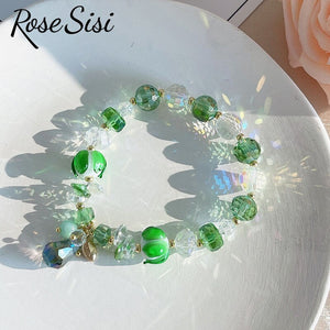 Rose sisi Japanese and Korean style summer holiday style fresh love tassel bracelet for women jewelry women's crystal bracelets