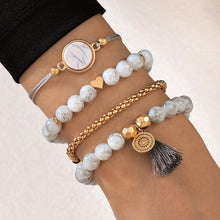 Tocona Boho Love Moon Bracelets for Women Charms Bead Gold Color Star Clear Crystal Stone Letter Rope Jewelry Accessories 6523