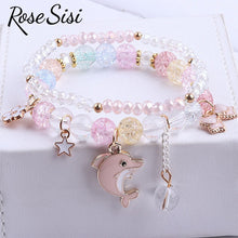 Rose sisi Japanese and Korean style little girl jewelry for children's bracelet crystal female bracelet cute girlfriend gift