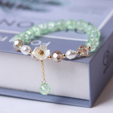 Fashion Flower Imitation Pearl Crystal Beads Bracelet For Women Elastic Adjustable Charm Bracelet Friendship Jewelry Accessories