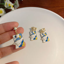 Trendy Jewelry 925 Silver needle Drop Earrings 2022 New Trend Gold Color Rabbit Asymmetrical Moon Star Earrings Wholesale