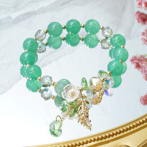 Sweet Girlfriends Jewelry Hand Jewerly Leaf Flower Hand Rope Stone Korean Bangles Women Chinese Bracelets Wristbands
