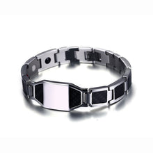 Free Custom Man Bracelet, Black Stainless Steel Mens Bracelet with Carbon Fiber Inlay Masonic Logo Fashion Jewelry