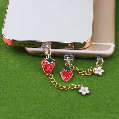 Dust Plug Charm Cute Strawberry Charge Port Anti Dust Plug For Type C Plug Kawaii For Iphone Earphone Jack Stopper Cap Pendant