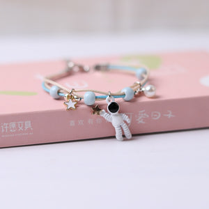 Timlee B014 Originality Cartoon Astronaut Star Planet Imitation Pearl Metal Bracelet  Fashion Accessories Wholesale,