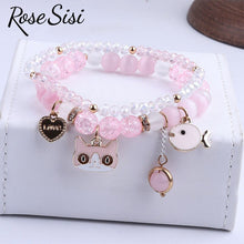 Rose sisi Japanese and Korean style little girl jewelry for children's bracelet crystal female bracelet cute girlfriend gift
