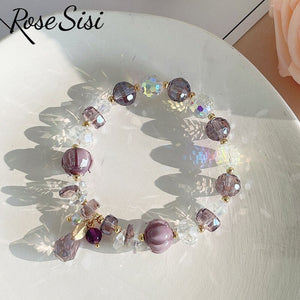 Rose sisi Japanese and Korean style summer holiday style fresh love tassel bracelet for women jewelry women's crystal bracelets