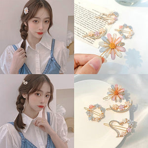 Top Daisy Rhinestone Hairpin Hair Clips for Women Korean Fashion Fairy Summer 2022 New Flower Side Clip y2k Hair Accessories