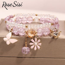 Rose sisi Korean version of fresh holiday style pop flower crystal rainbow cloud beads bracelets friendship bracelet for girl